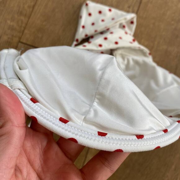 Onia x WeWoreWhat Polka Dot Underwire Bikini Top Cap Sleeve Red L Retro - Picture 8 of 8